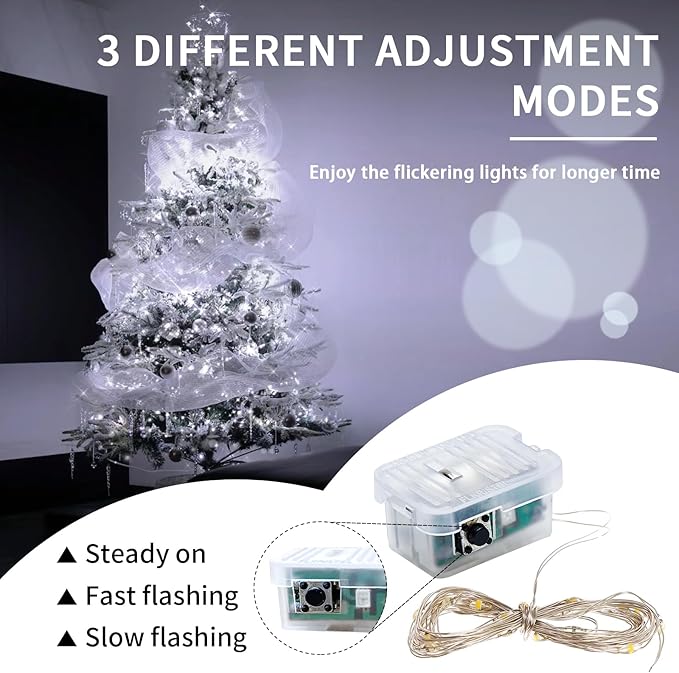 8 Pack White Fairy Lights 7Ft 20 LED Twinkle String Lights 3 Modes Battery Operated Waterproof Firefly Starry for Mason Jar Wedding Party Bedroom Patio Christmas Valentines Day Table Centerpieces
