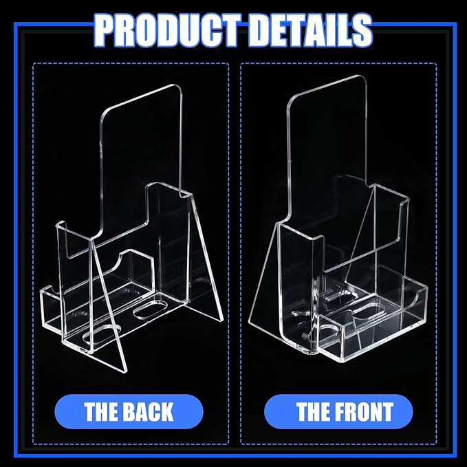 Wenqik Acrylic Brochure Holder with Business Card 4.1 Inch Rack Card Holder Pamphlet Display Stand Organizer for Menu Flyer Magazine Office Booklets(10 Pcs)