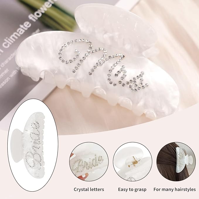 3 Pcs Bride Hair Clip, Bride Claw Clip Sash and Sleep Mask, Bridal Claw Clips Eye Mask, Bachelorette Sash, Bridal Bachelorette for Party Hair Clips, Bridesmaid Wedding Accessories Party Gifts