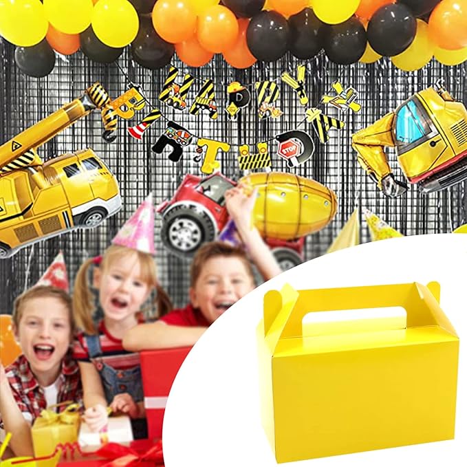 Oletx 12Pcs Yellow Gable Gift Boxes,5.9'' Small Party Favor Treat Box, Goodie Box, Cookie Candy Box for Birthday Party, Baby Shower, Classroom Activity and Any Fun Occasion Decoration Supplies.