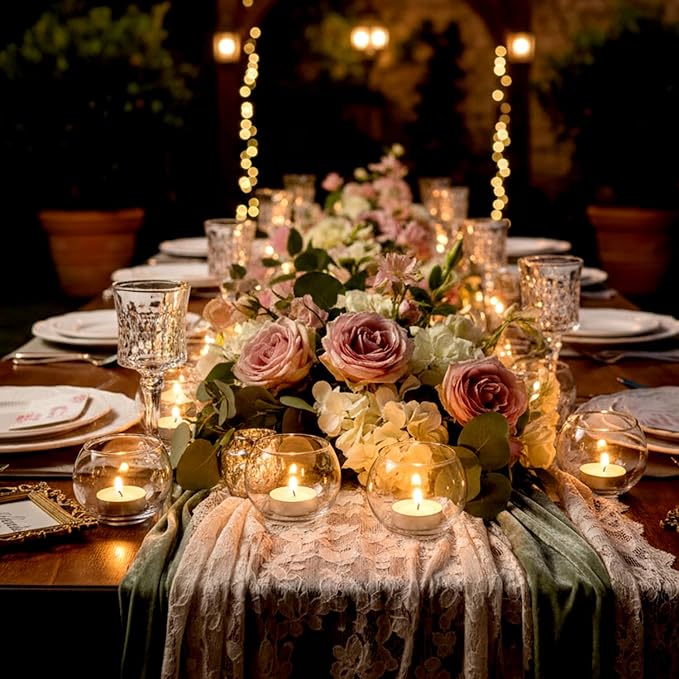12 Pcs Tealight Candle Holder- Round Clear Candle Centerpieces for Tables, Wedding Shower, Bridal Shower Table Decorations