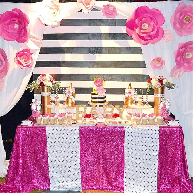 B-COOL Fuchsia Sequin Tablecloth 90x90 Inch Square Glitter Tablecloth Wedding Table Cloth Birthday Party Decoration Indoor Outdoor Event