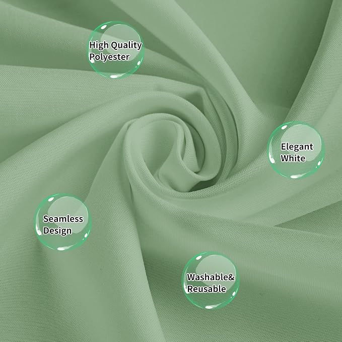 10 Pack Sage Green Tablecloth 90 Inch Round Tablecloth Sage Round Tablecloth Washable Polyester Fabric Bulk Linen Tablecloths Round Table Cover Table Cloths for Parties Wedding Banquet Buffet Dinning