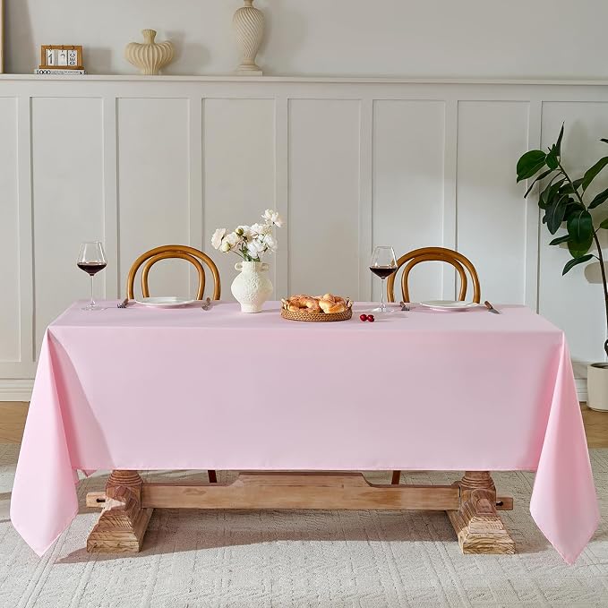 Rectangle Tablecloths 60x120 Inch 6 Pack Pink Tablecloth for 6ft Washable Decorative Linen Polyester Table Cloths for 8ft Dining Table Banquets Buffet Parties and Wedding