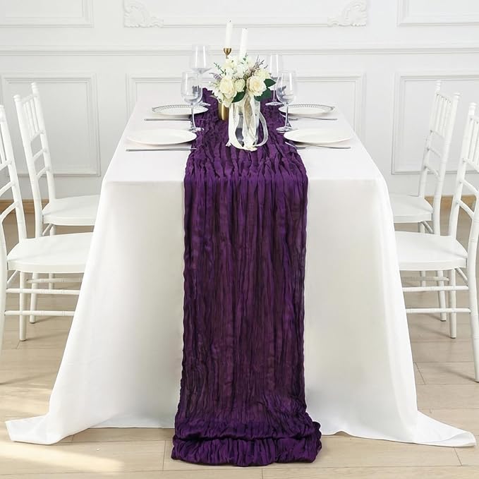 8 Pack Purple Cheesecloth Table Runner 120 Inch 10FT Gauze Cheese Cloth for Birthday Party, Banquet, Theme Party, Wedding Decoration