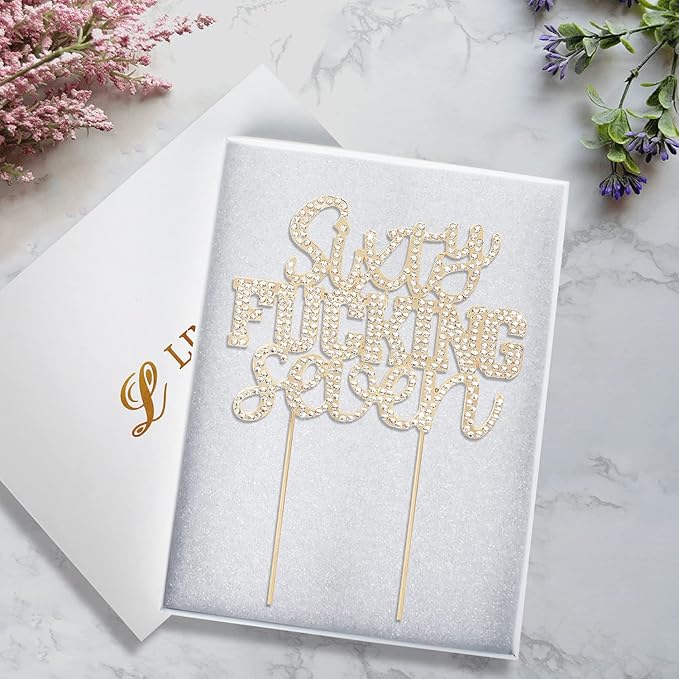 LINGTEER Sixty Seven Funny Gold Rhinestone Cake Topper - Cheers to 67 Years Old,Happy 67th Birthday Party Cake Centerpieces Topper Decorations.