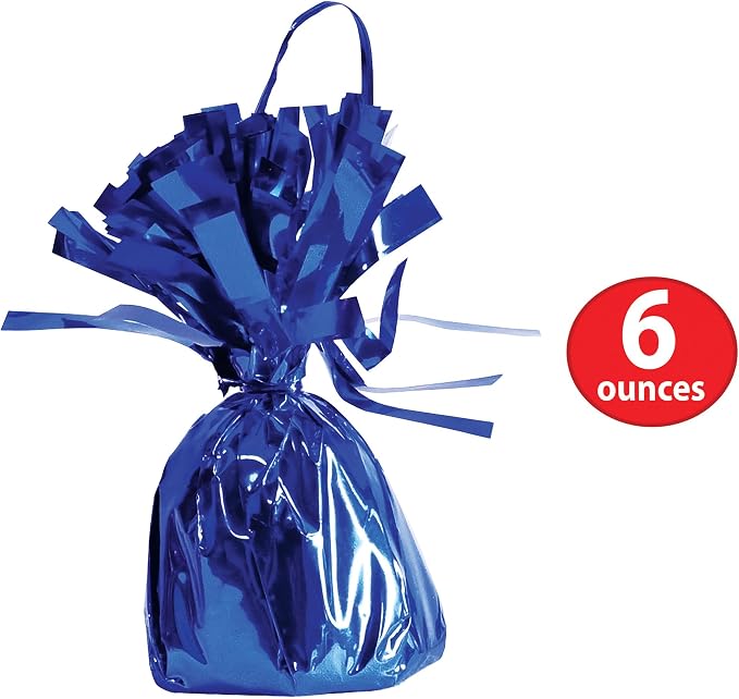 Beistle Metallic Wrapped Balloon Weights – 12 Pack, Blue Centerpiece Bouquet Holders, Party Decorations for Birthdays, Graduations, Baby Showers, School Events, and Patriotic Celebrations, 6 Oz