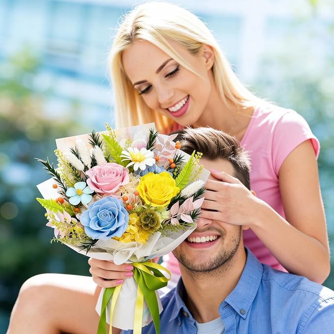 Forever Flower Gifts for Her: Romantic Flowers for Graduation-Daughter Girlfriend Wife Mom Grandma-Preserved Rose Bouquets-Flowers for Delivery Prime on Birthday Anniversary Valentines (dopamine2)