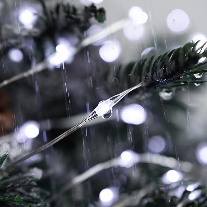 Fairy Lights Plug in,100FT 600 LEDs Waterproof Led String Lights,8 Modes Remote Twinkle Light for Bedroom Window Weddings Christmas Holiday Decoration,Silver Wire,2 Inch Led Space,Cool White