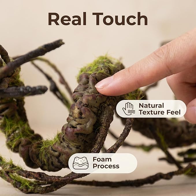 71inch Twisting Artificial Greenery Grapevine Garland Faux Woody Tree Branches Plants Twigs Stems Trunk Moss for Arch Fireplace Wall Hanging Garden Halloween Jungle Theme Reptile Decoration