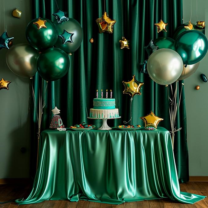 10x10ft Emerald Green Backdrop Curtains Green Drapes for Backdrops Satin Photo Backdrop Drapes for Christmas Decor Hoilday Props TAYBSDJ049