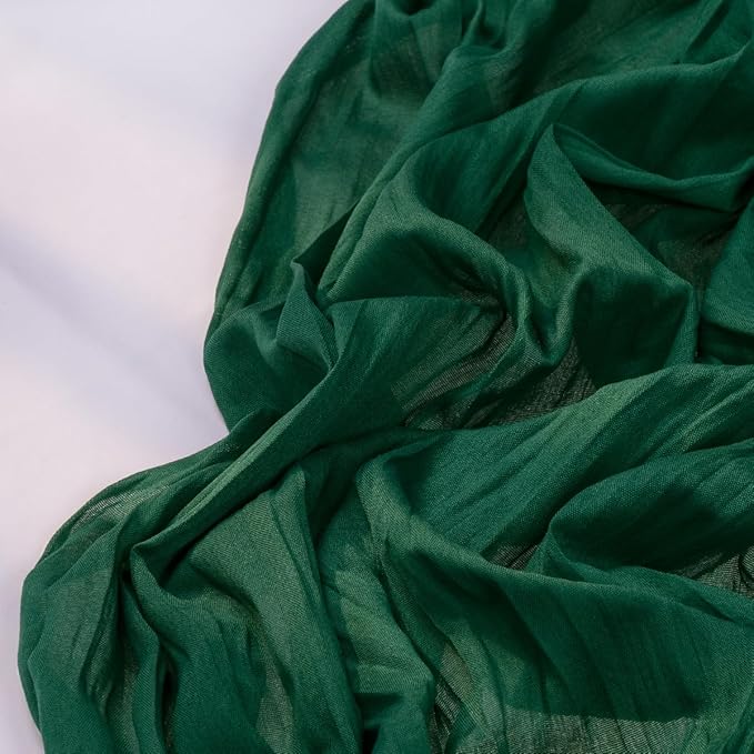 DeZerlor Emerald Green Cheesecloth Table Runner 4 Pack Spring Easter Table Runners Boho Gauze 120 Inches Cheese Cloth Table Decor for Wedding Bridal Baby Shower Parties