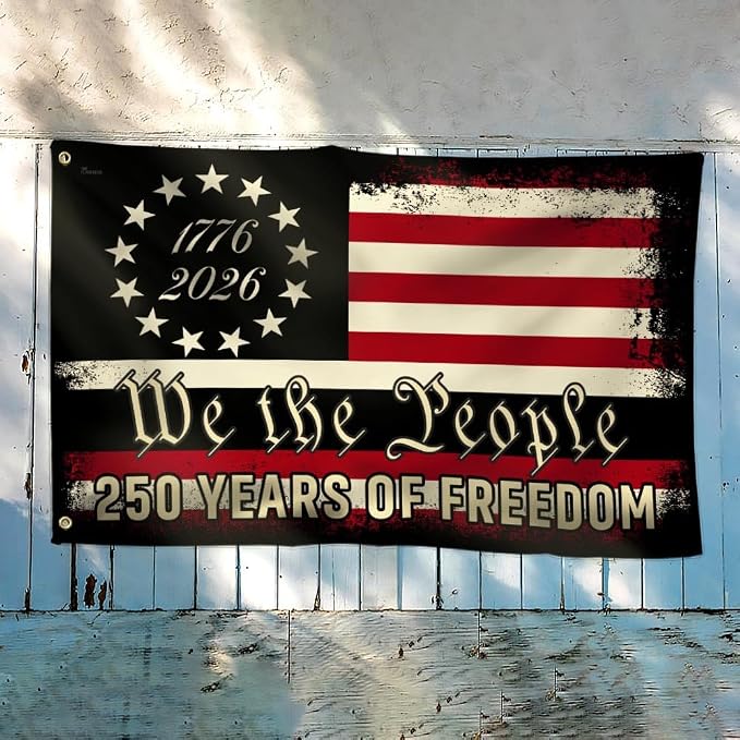 FLAGWIX 250 Years American Patriotic Grommet Flag - Polyester Double-sided Yard Flags For Outside, 3x5 ft - 250 Anniversary 4th of July Decorations for Home Yard Garden Decor Banner, Gifts for Men