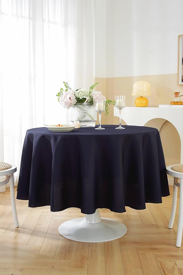 5 Pack Round Tablecloth 108 Inch Navy Blue Tablecloth, Polyester Fabric Washable Table Cloth for Home, Party, Wedding or Restaurant Use.