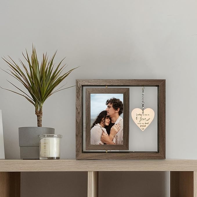 EYITUPC Lucky to Be in Love with My Best Friend Birthday Anniversary Picture Frame Boyfriend Girlfriend Husband Wife Fiance Couples Gifts (Display Two 4x6)