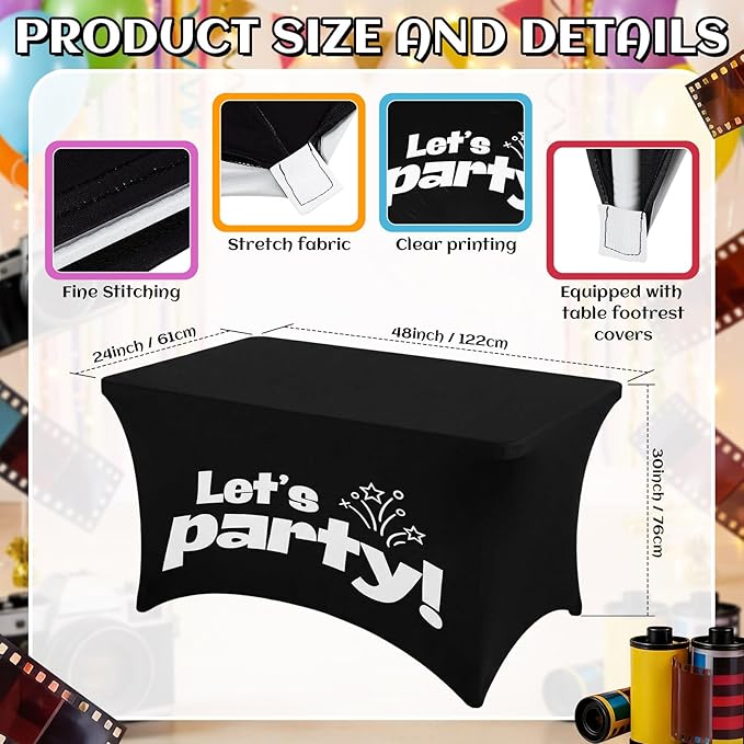 Gilprop Photo Booth Table Cloth Photo Booth Props Accessories Rectangle Tight Table Background for Indoor Outdoor Party Photography Decoration Graduation Wedding Birthday Bachelorette(Party,4ft)