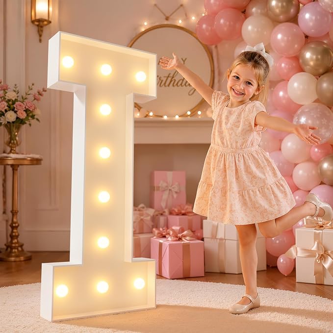 imprsv 4FT Marquee Light Up Letters for Birthday Party Decorations Large Marquee Letters for Wedding Event Bridal Shower Engagement Anniversarty Party Decor,Letter I