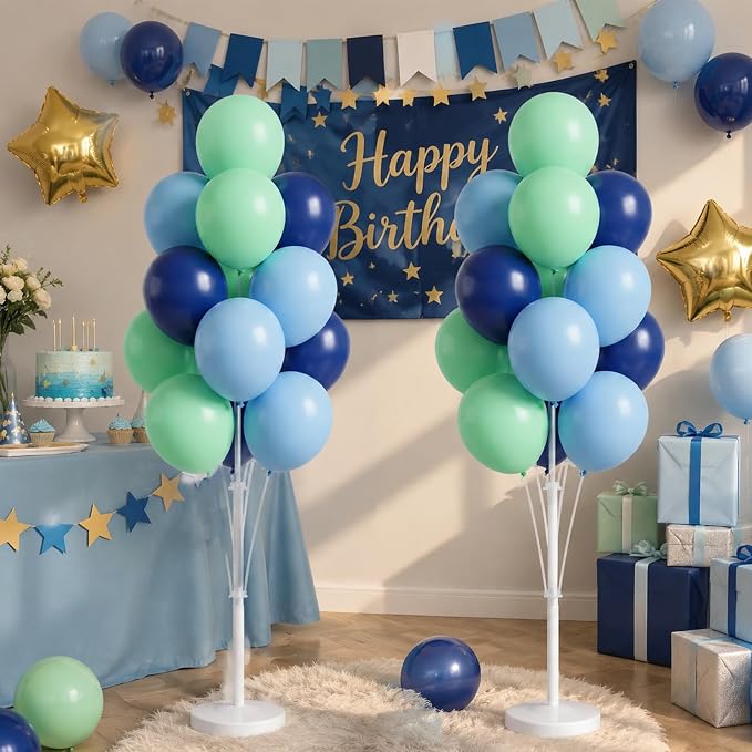 Balloon Column Stand Kit with Balloons, Base and Pole, Balloon Column Kit for Floor or Table Backdrop Decoration for Party Wedding Baby Shower Birthday Graduation (Blue Mint)