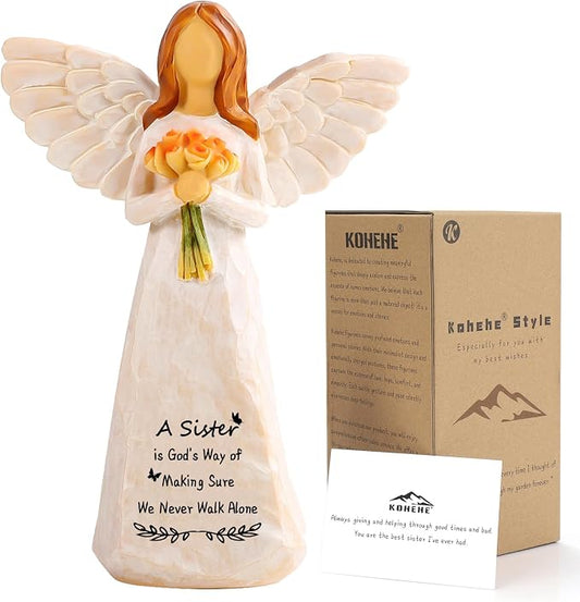 Kohehe Gifts for Sister, Meaningful Sister Birthday Gifts, 5.5” Handmade Angel Figurine Sisters Gift, Unique Sisters Gift Ideas for Birthday, Mothers Day, Christmas