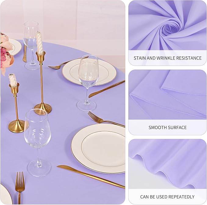 Pesonlook 10 Pack 120 Inch Purple Round Table Cloths, Premium Polyester Round Tablecloth Wrinkle Resistant Washable Table Cover for Wedding, Party, Dining,Banquet,Buffet