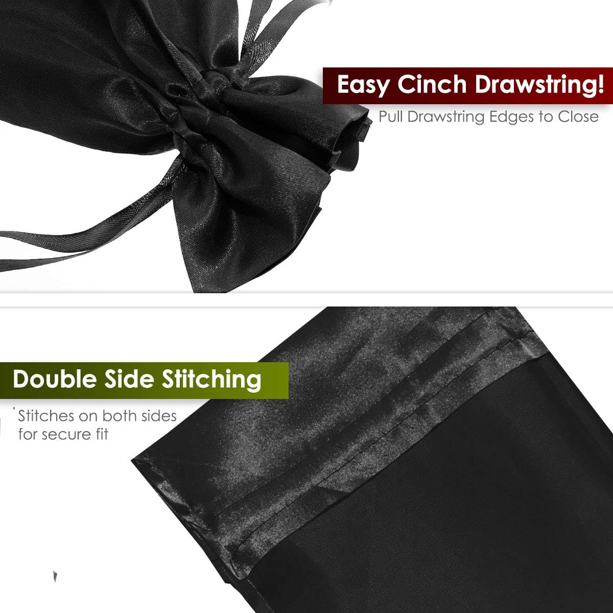 3" x 4" Black Satin Gift Bags, Jewelry Bags, Wedding Favor Silky Drawstring Bags Baby Shower Christmas 50 per Pack