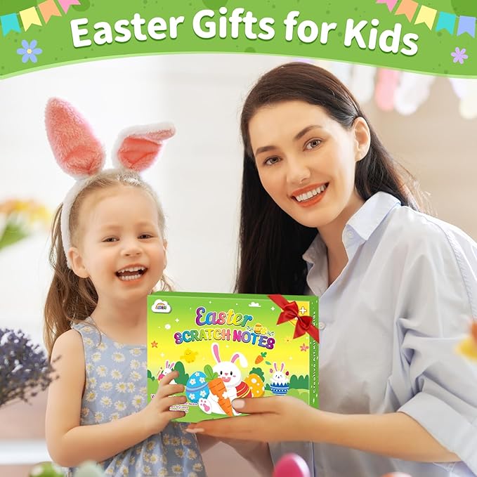 ZMLM Easter Classroom Gifts For Students: 24 Pack Scratch Rainbow Art Notebook Paper, Party Favors For Kids 4-8, Birthday Goodie Bags Stuffers, Student Prizes From Teacher, Kindergarten Toy