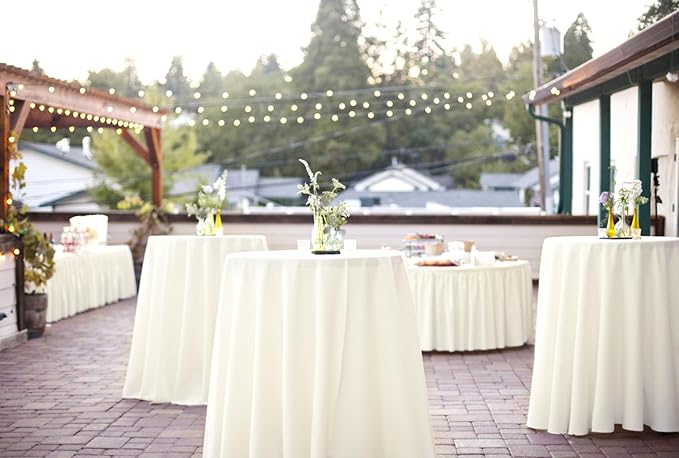 fani 8 Pack Polyester Round Tablecloth 108 Inch Ivory Circular Tables Cloth, Stain and Wrinkle Resistant Washable Round Table Cover for Wedding Party Kitchen Dining Table Buffet Parties Camping