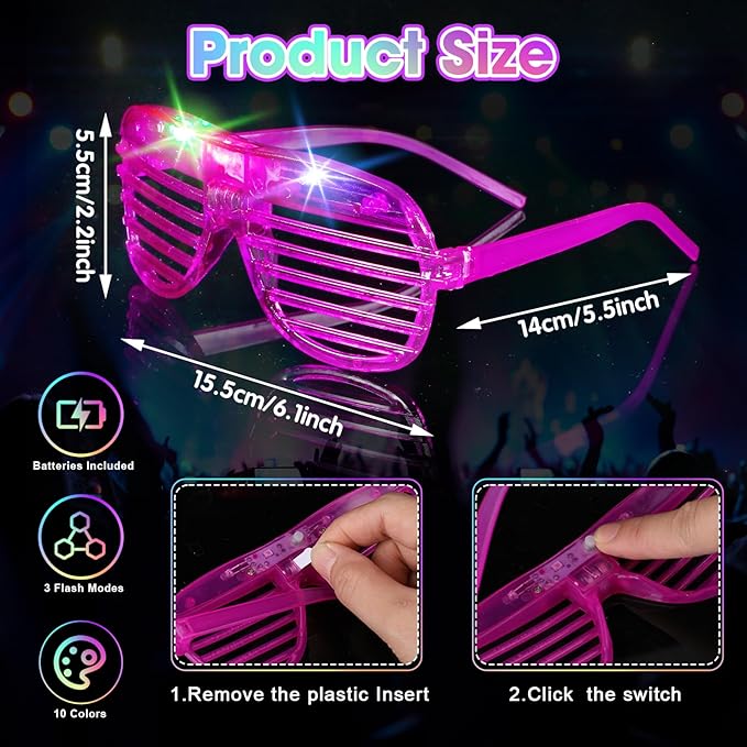 Honoson 128 Pack Glow in the Dark Party Supplies, Light up Glasses LED Bracelets, Neon Favor Flashing Bulk Gift for Adult (Rainbow Color)