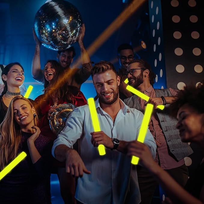60Pack LED Glow Foam Sticks Bulk,Light Up Glow Sticks with 3 Flashing Modes,Yellow Glow Wands Party Pack,Glow In The Dark Party Supplies for Valentines Day,July 4th, Wedding,Birthday,Concert