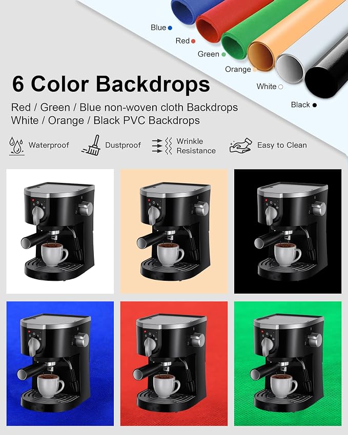 PULUZ Light Box Photography, 24x24 inch Large Photo Light Box with 136 LED Beads, CRI >95, Professional Portable Photo Booth Shooting Tent Kit with 6 Color Backdrops for Product Photography