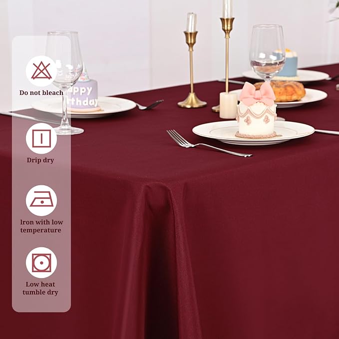 10 Pack 60 x 102 Inch Rectangle Tablecloth, Burgundy Tablecloth for 6 Feet Rectangle Tables, Stain and Wrinkle Resistant Washable Fabric Table Cloth for Wedding Dining Table Buffet Parties Camping