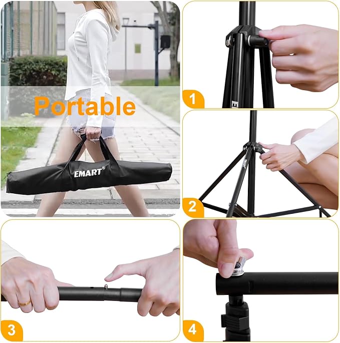 EMART Photo Backdrop Stand kit, 9 x 10 ft Back Drop Adjustable Frame for Photography, Photoshoot Banner Background Support Holder for Parties Dectoration