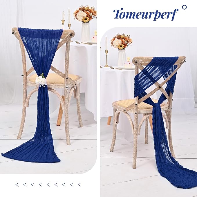 16 Pack 10Ft Cheesecloth Table Runner Royal Blue, 20 x 120 Inch Rustic Gauze Boho Cheese Cloth Table Runners Wedding Long Table Runner for Wedding Party Bridal Shower Table Decoration