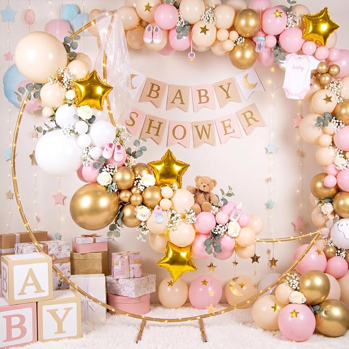 Silipull 8 ft Gaint Moon Arch Backdrop Stand Kit Easy Assembly Metal Frame for Wedding Ceremony Entrance, Bridal Photo Booth, Birthday Baby Shower Decor Graduation Dance Photo Walls