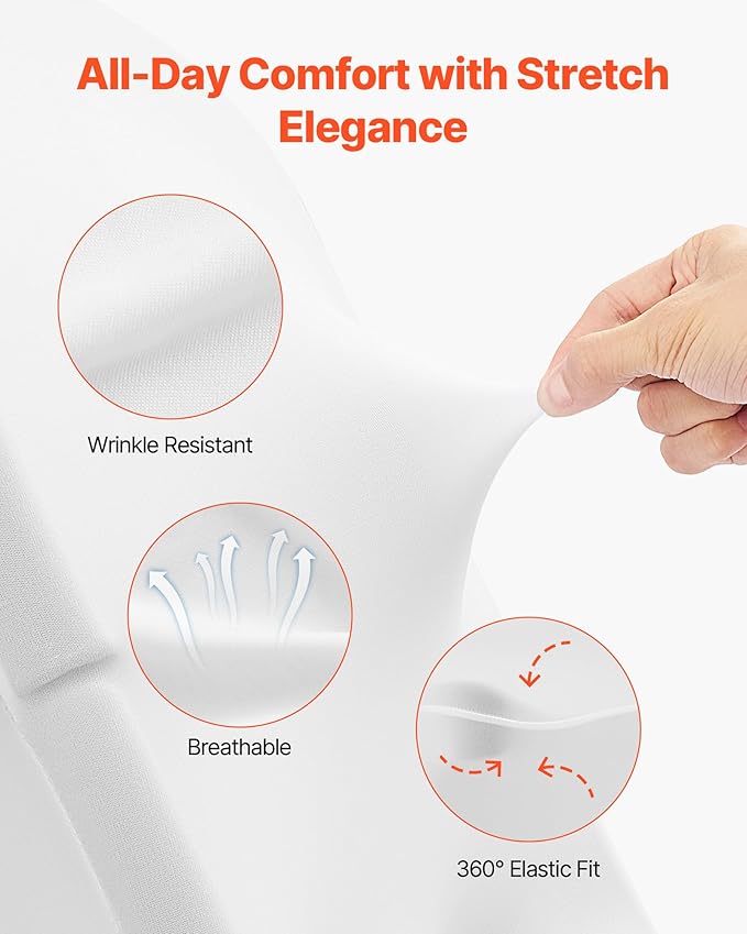 VEVOR Chair Covers, Polyester Spandex Chair Cover, Stretch Slipcovers for Wedding Party Dining Banquet Flat-Front Chair Covers (White-c-XL, 30PCS)