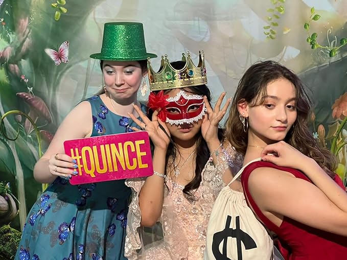 Quinceanera Photo Booth Props Kit by King Props | 40 Piece Teal Gold Mis Quince Anos Party Decorations | Sweet 16 Photo Booth Accessories