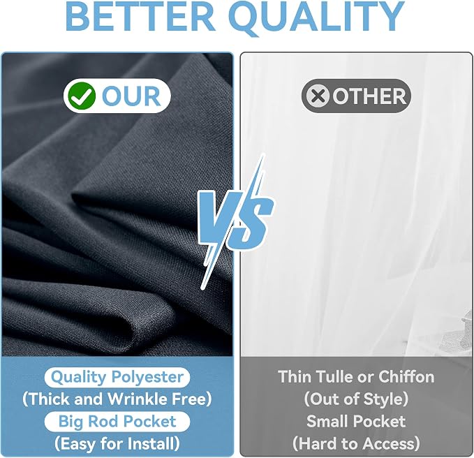 Outpain 10ftx20ft Black Backdrop Ceiling Drapes,2Panels 20ft Height Wrinkle Free Tent Draping Curtains, Fabric Drapery Ceiling Drapes for Wedding Ceremony Birthday Theme Parties with Rod Pocket