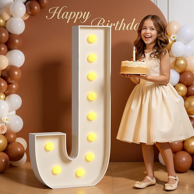 Marquee Letters 4 Feet Tall Large Light Up Letters J for Birthday Party Decorations for Backdrop Will You Marry Me Sign Yard Pre-Cut Foam Board