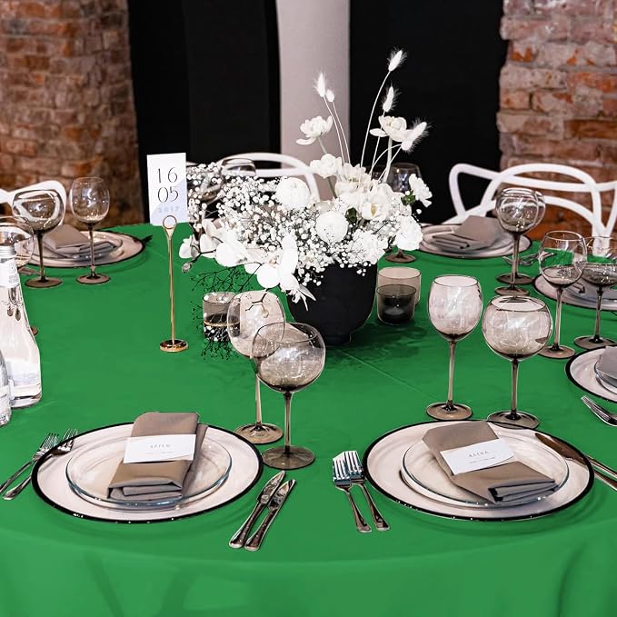 YMHPRIDE 6 Pack Round Tablecloth Green Table Cloth 120 Inch Polyester Round Table Cloth,Green TableCloths Round Washable Fabric Table Covers for Wedding,Party,Dining,Banquet
