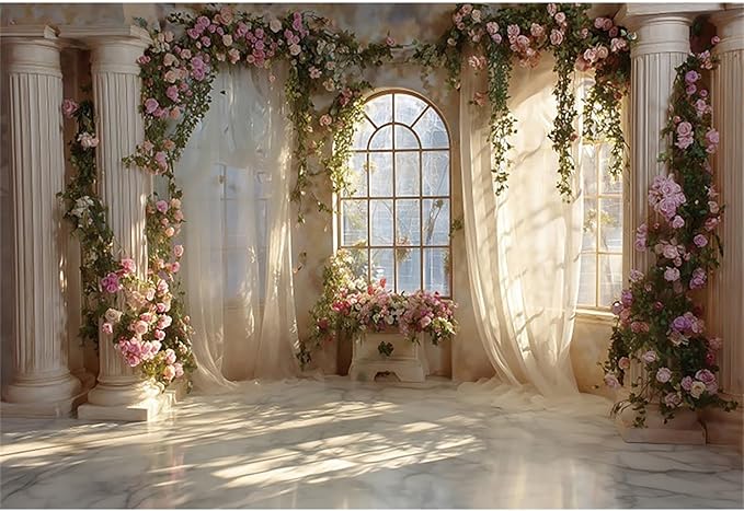 Baocicco Fantasy Castle Backdrops for Wedding 9x6ft Princess Boudoir House Backdrop Windowsills Roman Column Photography Background Bridal Shower Baby Shower Birthday Banner Backdrop
