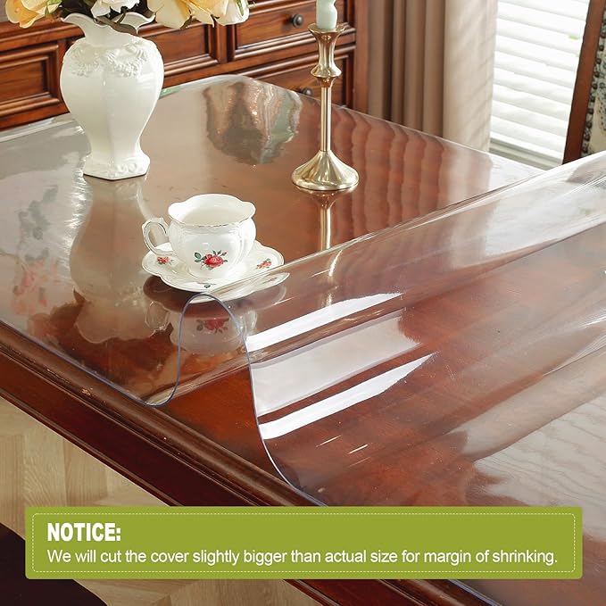 OstepDecor Clear Table Protector 42 x 78 Inch, 2mm Thick Plastic Table Cover, Waterproof PVC Clear Table Cover Protector, Desk Protector Mat, Writing Desk Pad for Desktop, Coffee & Dining Room Table