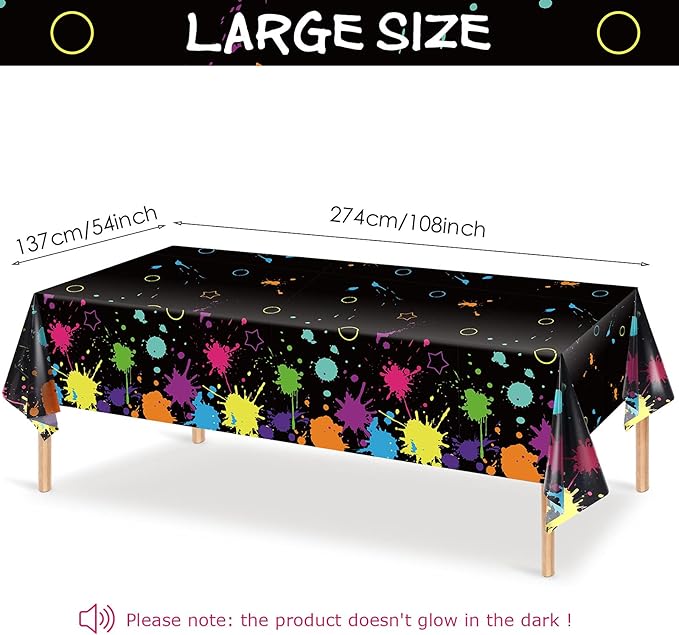Glow Party Table Covers Neon Plastic Tablecloths 108 x 54 Inch Disposable Neon Glow Table Cloths for Black Light Birthday Party Supplies Decorations(1 Piece)