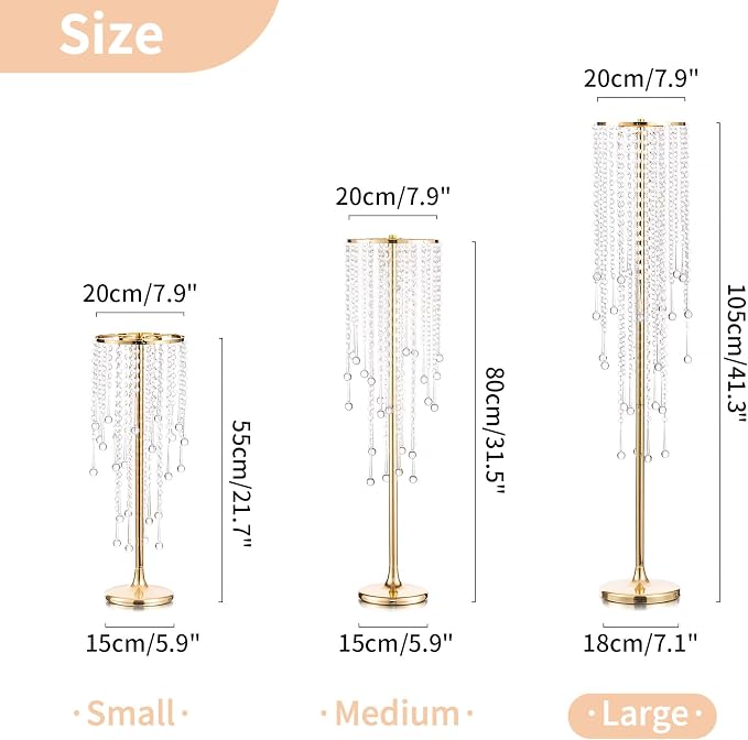 NUPTIO Gold Vases for Centerpieces Wedding - 10 Pcs 39.4in Tall Vase Chandelier Centerpiece for Tables - Flower Stand Bulk for Weddings