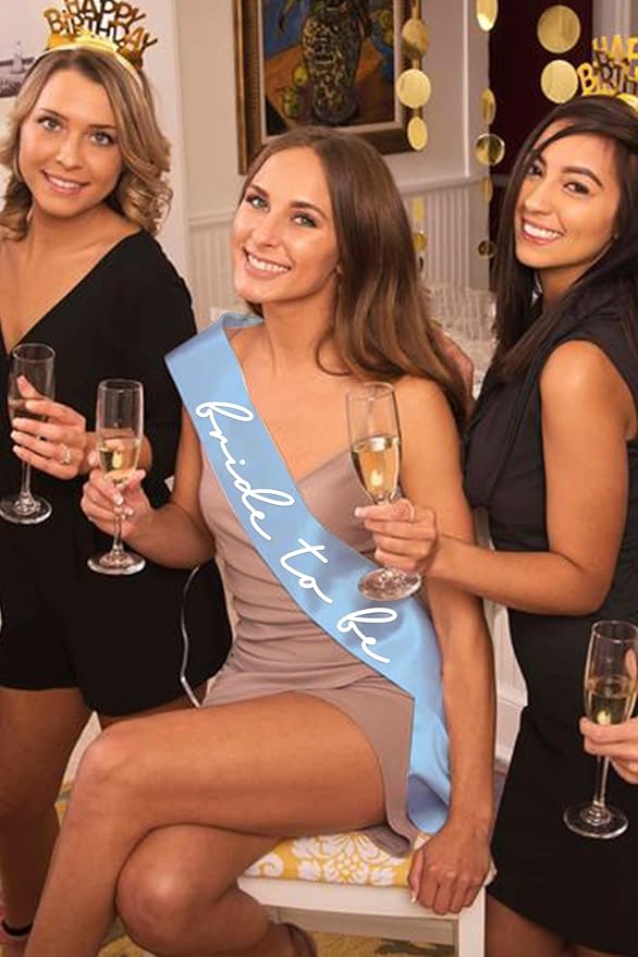 LADY&HOME Blue Bride To Be Sash,Bachelorette Party Decorations,Bach Supplies,Bridal Shower Gift,Something Blue Bride To Be Gift