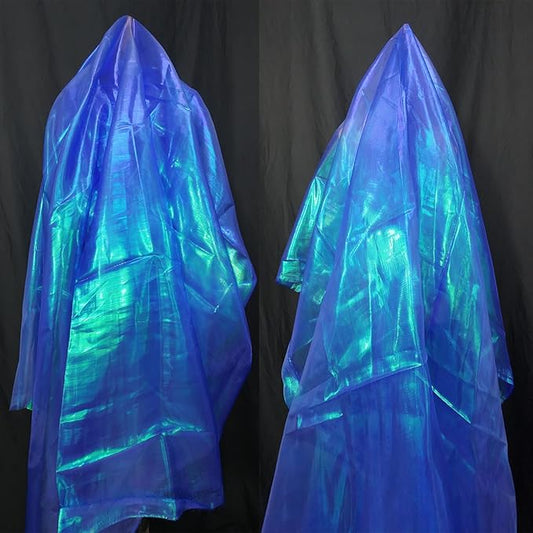 3.3 Yards Sapphire Blue Iridescent Organza Fabric - 59" Wide | Sheer Shiny Organza for Wedding Decorations, Party Supplies, Fairy Costumes, Doll Clothes, Craft & Sewing Projects