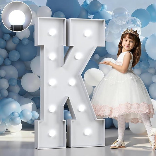 imprsv Cool White Light Up Letter K, 4FT, Decorative Signage for Party & Events, Foam Board, 13.37x5.1 inches