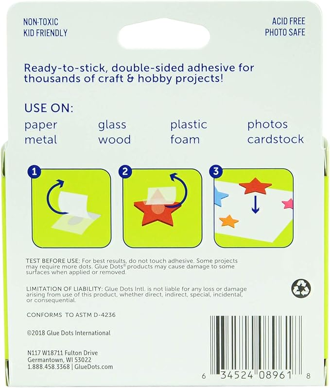 Glue Dots Dot N' Go Glue Dot Dispenser Project Pack with 200 Permanent, Poster, and Removable Double-Sided Adhesive Craft Dots Each, 3/8-Inch & 8961 1/2" School 600pc Craft Value Pack, 1/2 Inch, Clear