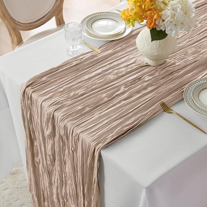6 Pack Nude Cheesecloth Table Runner 35"×120" Gauze Fabric Table Runner Rustic Sheer Runner for Wedding Birthday Baby Shower Party Table Decoration Nude 6 Pack