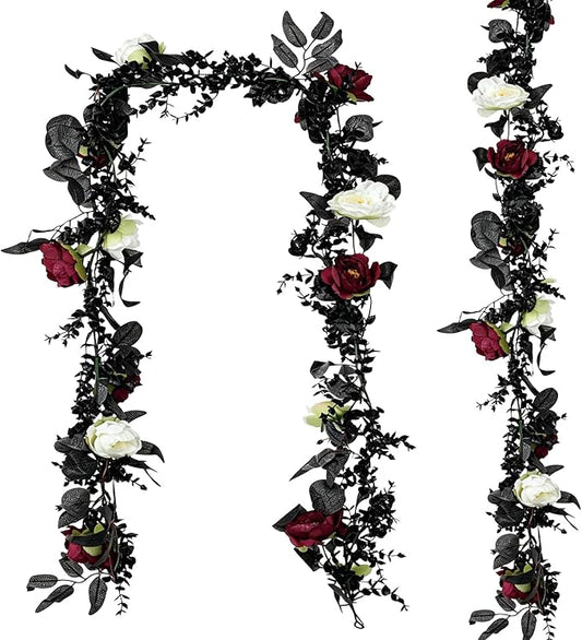 CQURE 2Pack Eucalyptus Garland,Artificial Eucalyptus Leaves Flowers Table Greenery Garland Wreath Vines for Wedding Party Fireplace Bedroom Room Decor
