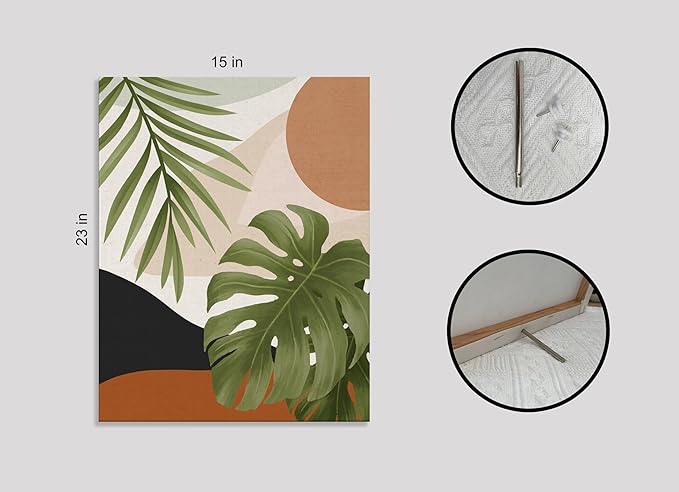 LiTiu Abstract Boho Tropical Monstera Palm Leaf Canvas Wall Art Decor,Mid Century Modern Framed Wall Art Canvas Prints Decor,15”x 23”Set of 3,Minimalist Boho Decorations For Home Girls Bedroom Bathroom Office